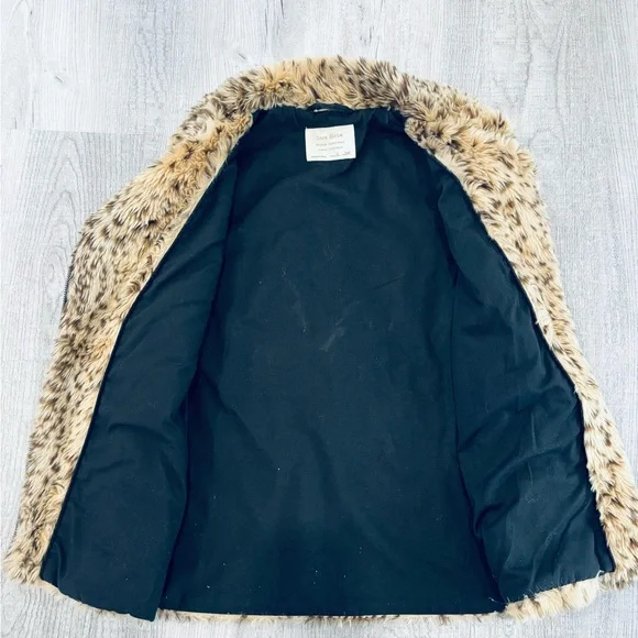 Zara Girls Leopard Print Faux Fur Zip Outerwear Vest Size L - Picture 6 of 7